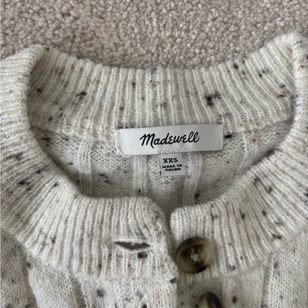 Madewell Cream Speckled Ribbed Henley Sweater - Picture 2 of 3
